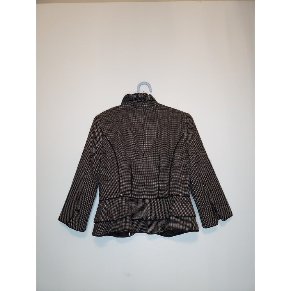White House Black Market Womens 6 Blazer Ruffle Peplum Office Chic Polkadot - Picture 2 of 7